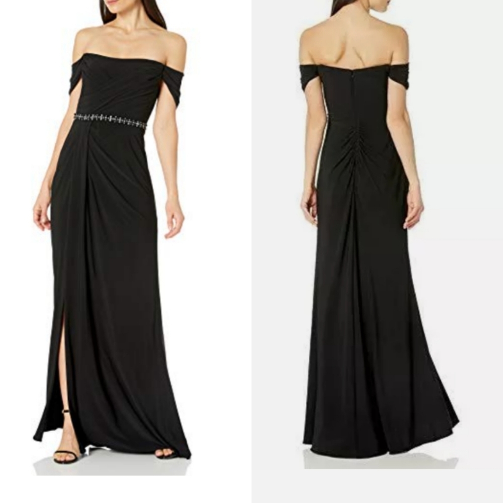 NEW!! Adrianna Papell Pleated Column Jersey Formal Evening Dress